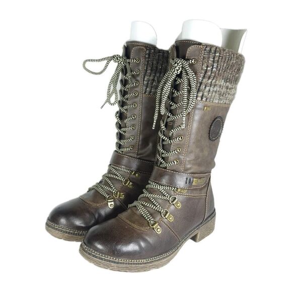 Spring Step Women's Ababi EU38 US7,5 Brown Leather Knitted lined winter Boots - Picture 1 of 15